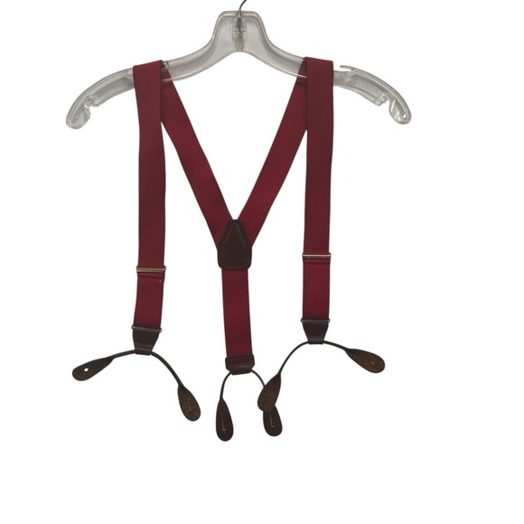 Vintage CAS West Germany Suspenders Red Mens Formal Preppy Adjustable - Picture 1 of 10